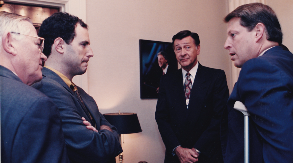 With former New York governor Mario Cuomo as he and my mother discuss what should come next in my political career